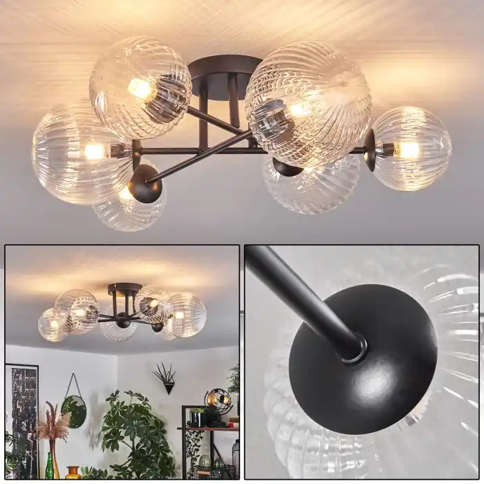 Chehalis Plafondlamp - Glas 12 cm, 15 cm Duidelijk, 6-lichts Beste Prijs