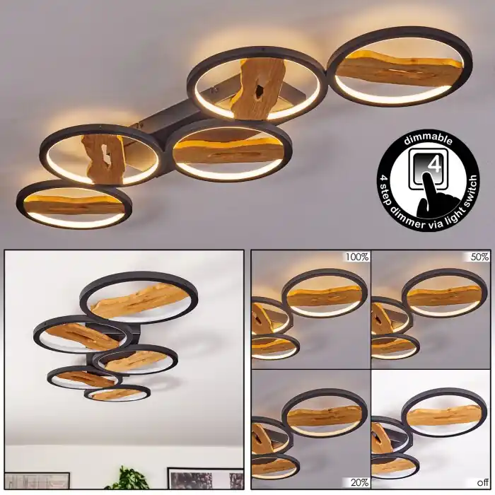 Cornol Plafondlamp LED Natuurlijke kleuren, Zwart, 1-licht Favoriet