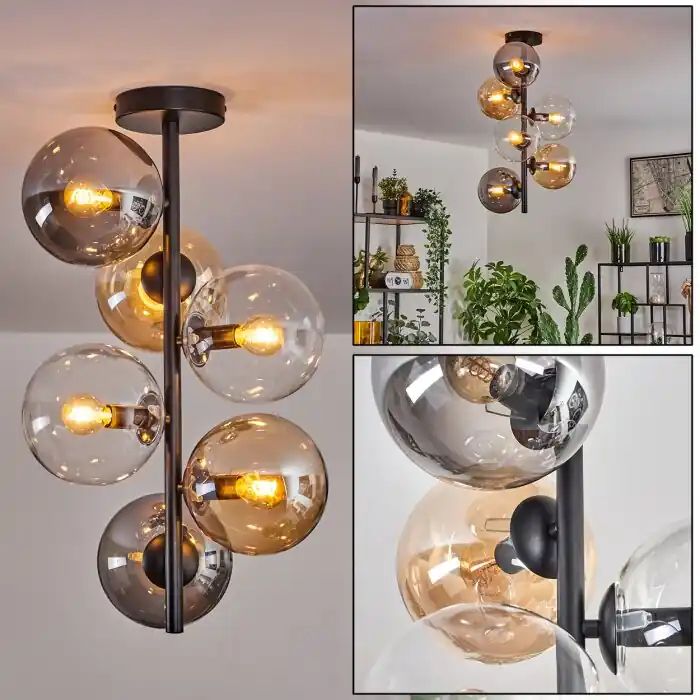 Merkproduct Gastor Plafondlamp - Glas 15 cm Amber, Duidelijk, Rookkleurig, 6-lichts