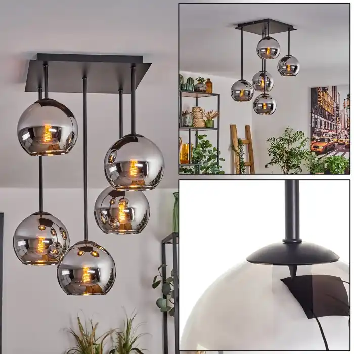 Koyoto Plafondlamp - Glas 15 cm Chroom, 5-lichts Nieuw