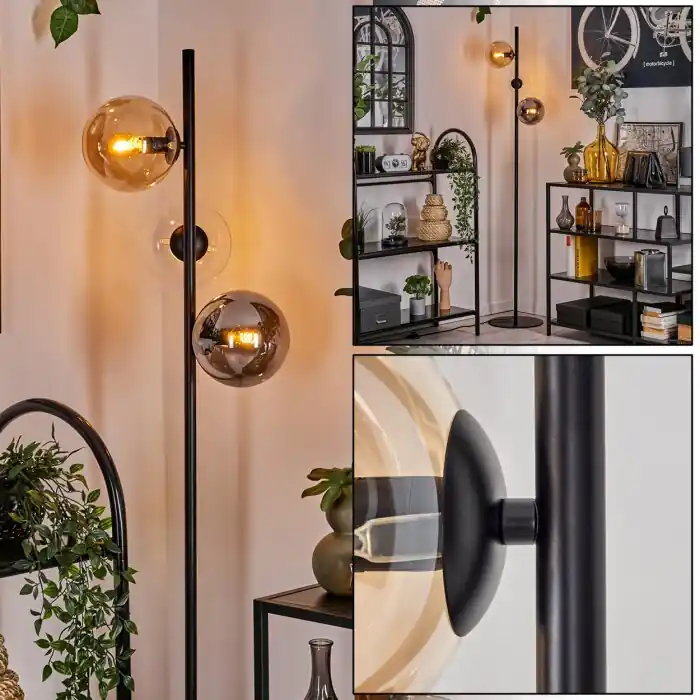 Bestseller Gastor Staande lamp - Glas 15 cm Amber, Duidelijk, Rookkleurig, 3-lichts