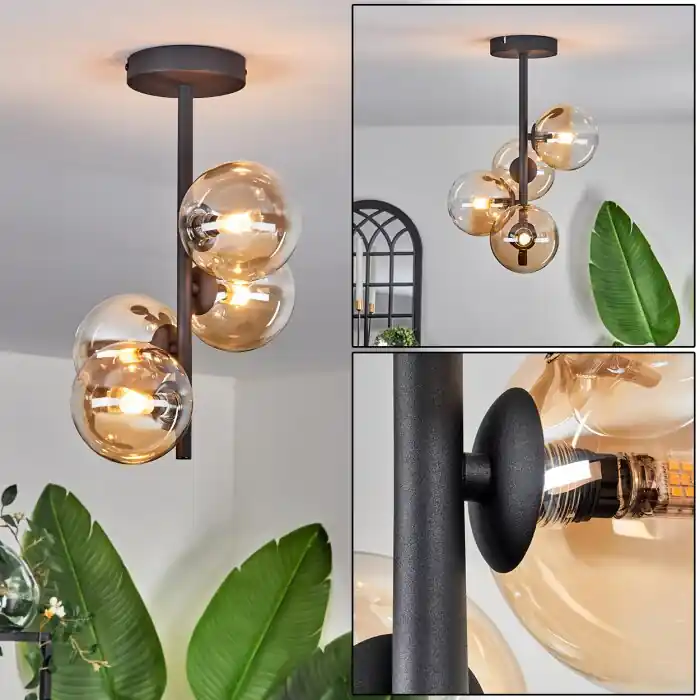 Speciale Aanbieding Chehalis Plafondlamp - Glas 10 cm Amber, Duidelijk, 4-lichts