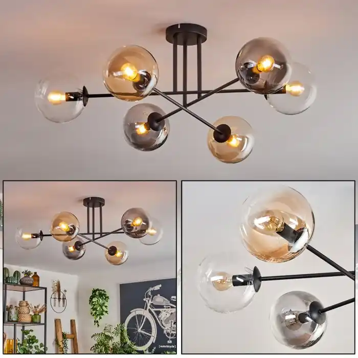 Merkproduct Gastor Plafondlamp - Glas 15 cm Amber, Duidelijk, Rookkleurig, 6-lichts