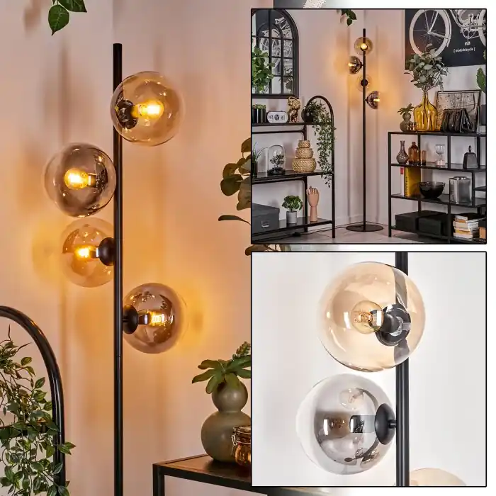 Gastor Staande lamp - Glas 15 cm Amber, Duidelijk, Rookkleurig, 4-lichts Betrouwbaar