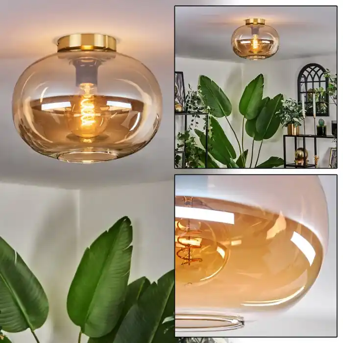 Apedo Plafondlamp - Glas 30 cm Goud, Zwart, 1-licht Finale Uitverkoop
