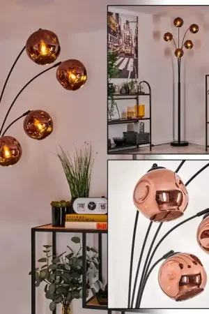 Aanbieding Ripoll Staande lamp - Glas 15 cm Koperkleurig, 5-lichts