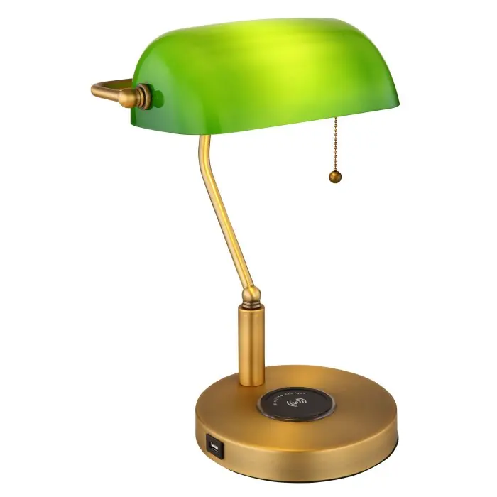 Rechtstreeks Van De Fabrikant Globo ANTIQUE Bankierslamp Oud messing, 1-licht