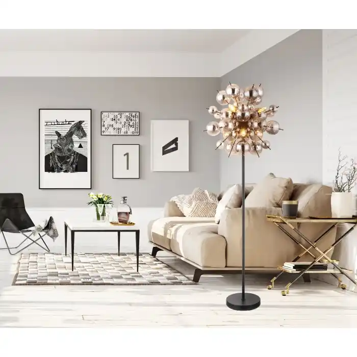 Superprijs Globo UDO Staande lamp Zwart, 6-lichts