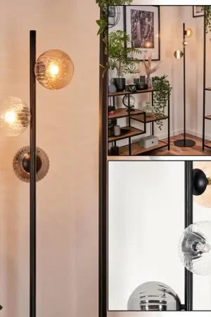 Aanbieding Remaisnil Staande lamp - Glas 12 cm Zwart, 3-lichts