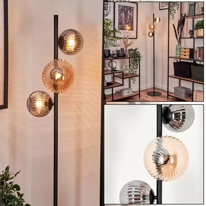 Remaisnil Staande lamp - Glas 12 cm, 15 cm Zwart, 3-lichts Shop Nu