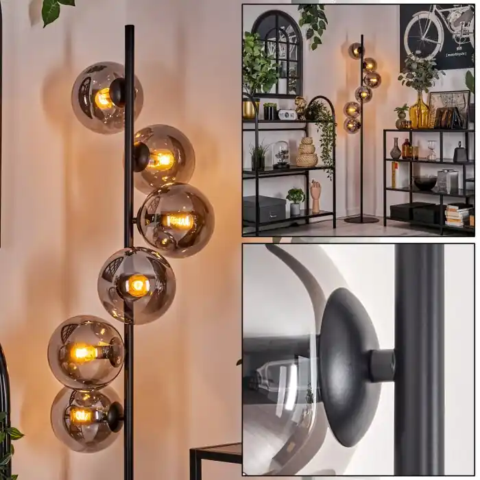 Exclusieve Aanbieding Gastor Staande lamp - Glas 15 cm Rookkleurig, 6-lichts