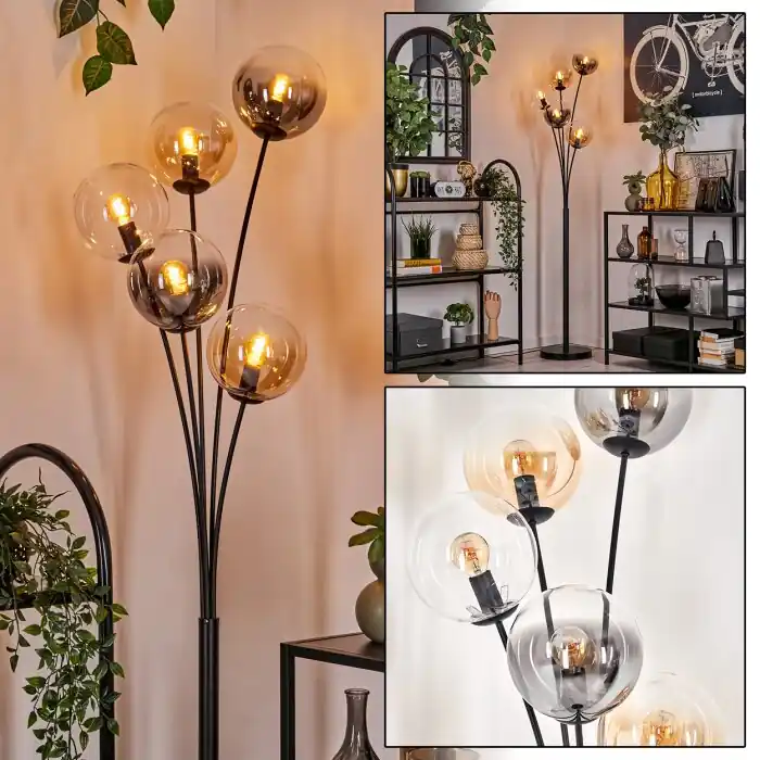 Hete Deal Gastor Staande lamp - Glas 15 cm Amber, Duidelijk, Rookkleurig, 5-lichts