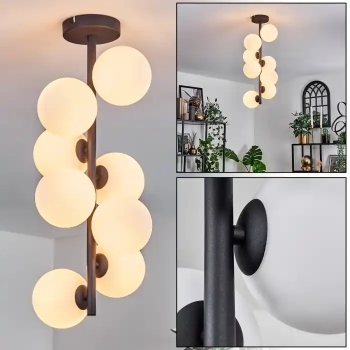 Chehalis Plafondlamp - Glas 12 cm Wit, 8-lichts Lage Prijs