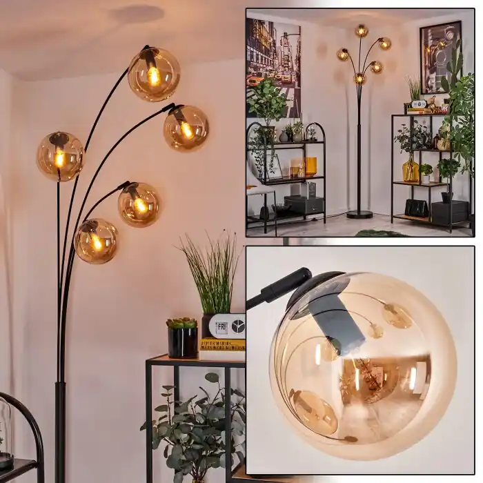 Exclusieve Aanbieding Gastor Staande lamp - Glas 15 cm Amber, 5-lichts