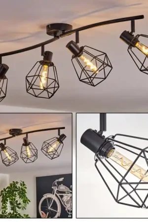 Yaak Plafondlamp Zwart, 4-lichts Goedkoop