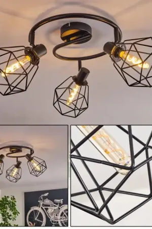 Yaak Plafondlamp Zwart, 3-lichts Beperkt Aanbod