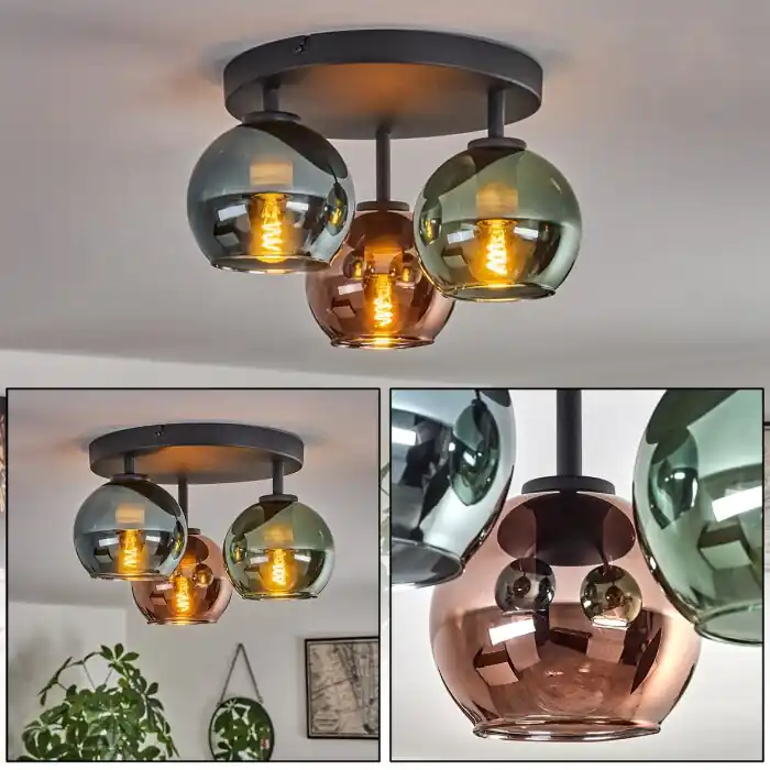 Lage Kosten Belp Plafondlamp Zwart, 3-lichts