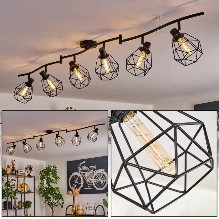 Yaak Plafondlamp Zwart, 6-lichts Actieprijs