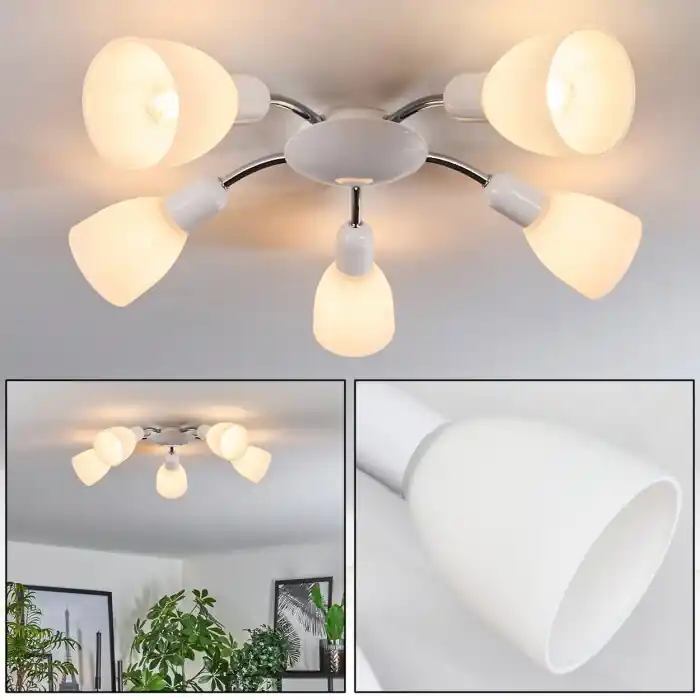 Direct Verzonden Starkeryd Plafondlamp Chroom, Wit, 5-lichts