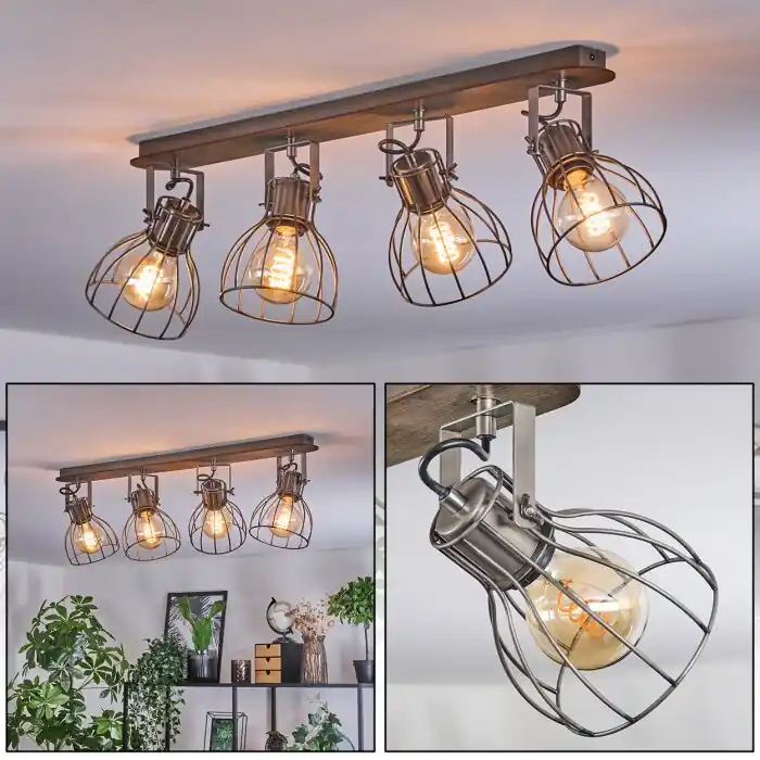 Koop Online Bitterroot Plafondlamp Grijs, Natuurlijke kleuren, 4-lichts