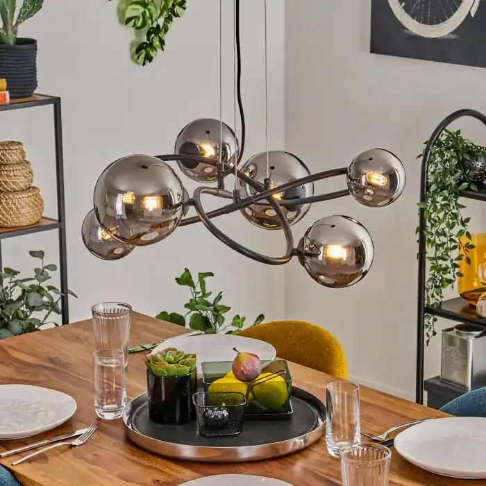 Chariton Hanglamp Zwart, 6-lichts Lage Kosten