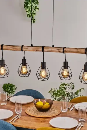Yaak Hanglamp Natuurlijke kleuren, Zwart, 5-lichts Bestseller