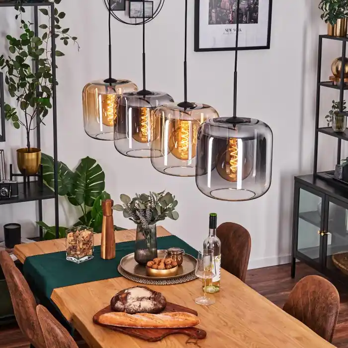 Lauden Hanglamp Amber, Duidelijk, Rookkleurig, 4-lichts Nieuw