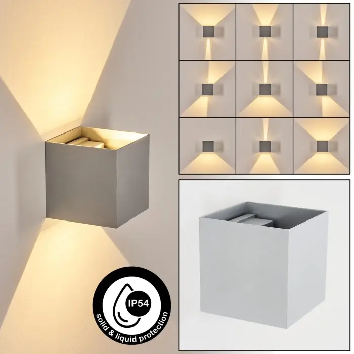 Direct Beschikbaar Tamarin Wandlamp voor buiten, Licht omhoog & omlaag, Wandlamp LED Grijs, Zilver, 1-licht
