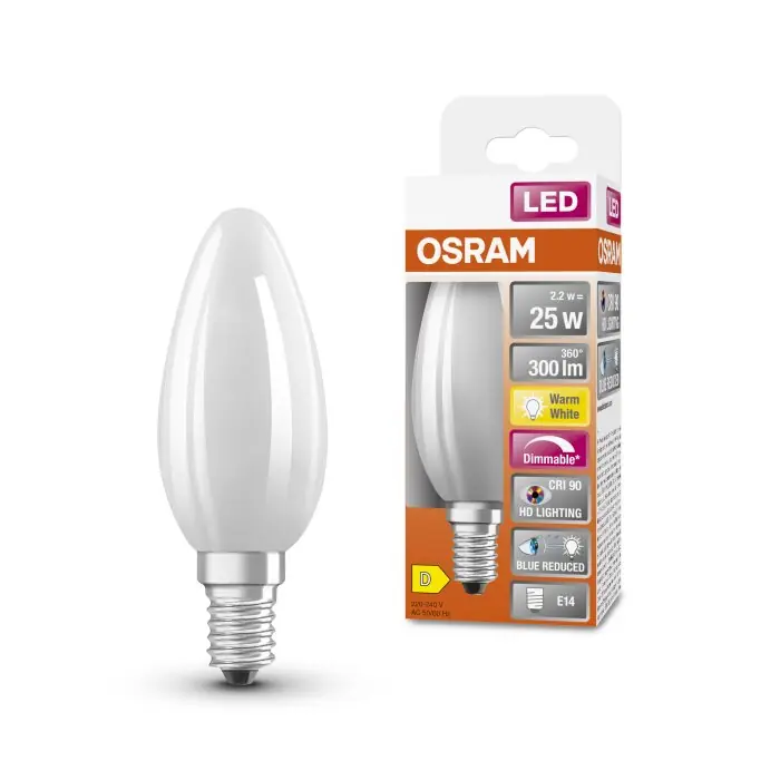 Osram E14 LED 2.2 Watt warm wit dimbaar 300 Lumen Actieprijs