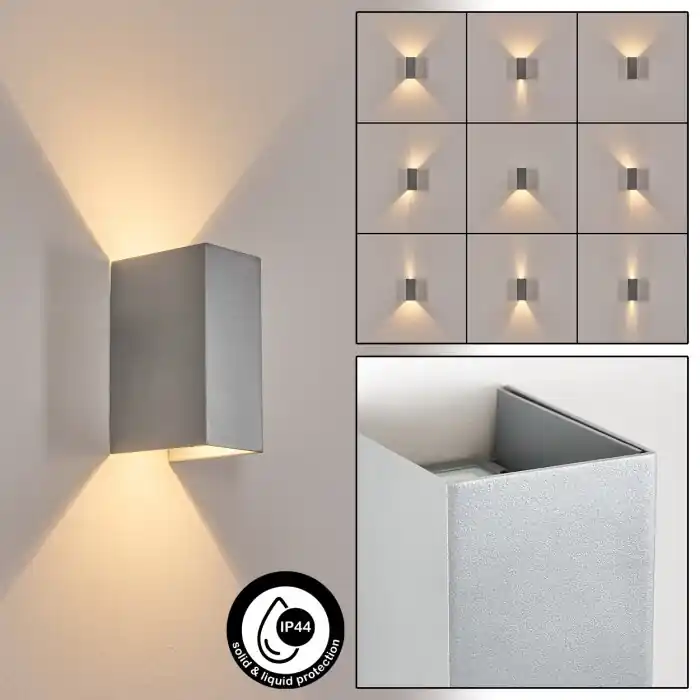 Koop Vandaag Hoods Wandlamp voor buiten, Licht omhoog & omlaag, Wandlamp LED Zilver, 1-licht