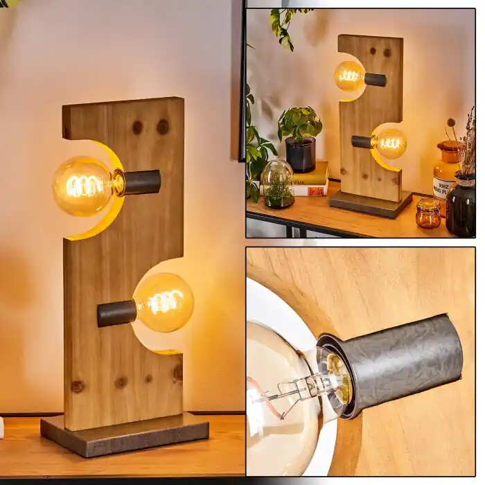 Santorum Tafellamp Natuurlijke kleuren, Antiek nikkel, 2-lichts Aanbieding