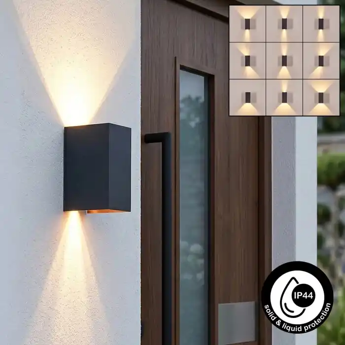 Hoods Wandlamp voor buiten, Licht omhoog & omlaag, Wandlamp LED Koperkleurig, Zwart, 1-licht Flitsaanbieding