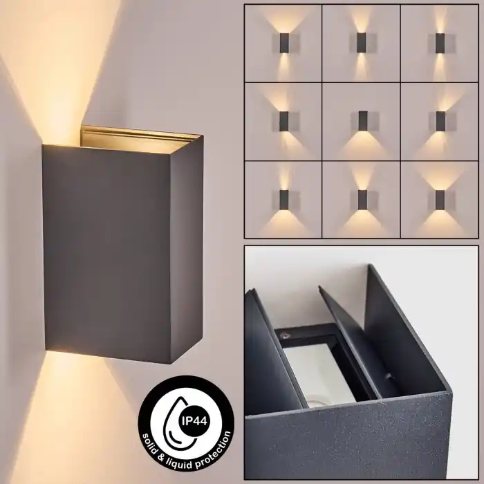 Hoods Wandlamp voor buiten, Licht omhoog & omlaag, Wandlamp LED Antraciet, 1-licht Korting