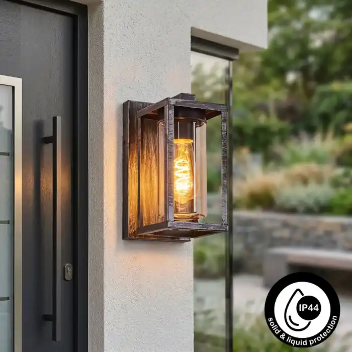 Koop Vandaag Portalis Wandlamp voor buiten Zwart, Zilver, 1-licht