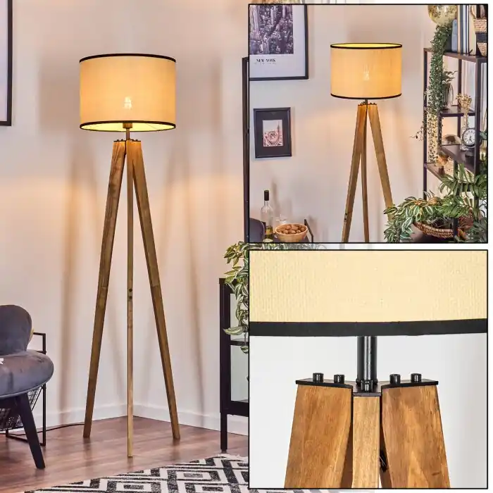 Chellas Staande lamp, Leeslamp Natuurlijke kleuren, Zwart, 1-licht Superprijs