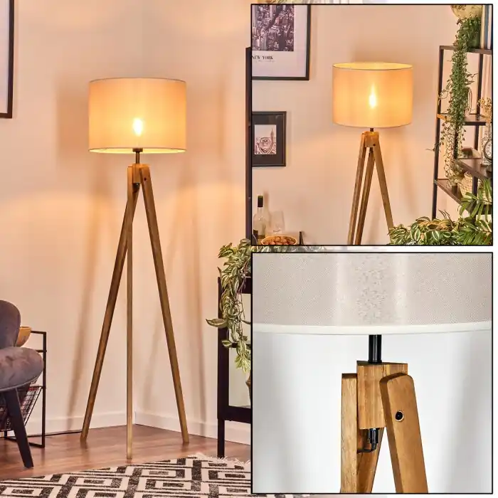 Bassagoda Staande lamp, Leeslamp Natuurlijke kleuren, Zwart, 1-licht Exclusieve Aanbieding