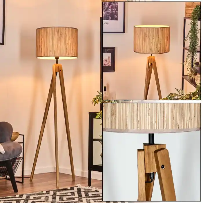 Aanbieding Bongal Staande lamp, Leeslamp Natuurlijke kleuren, Zwart, 1-licht