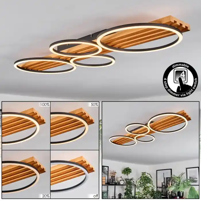 Pompu Plafondlamp LED Natuurlijke kleuren, Zwart, 1-licht Speciale Aanbieding