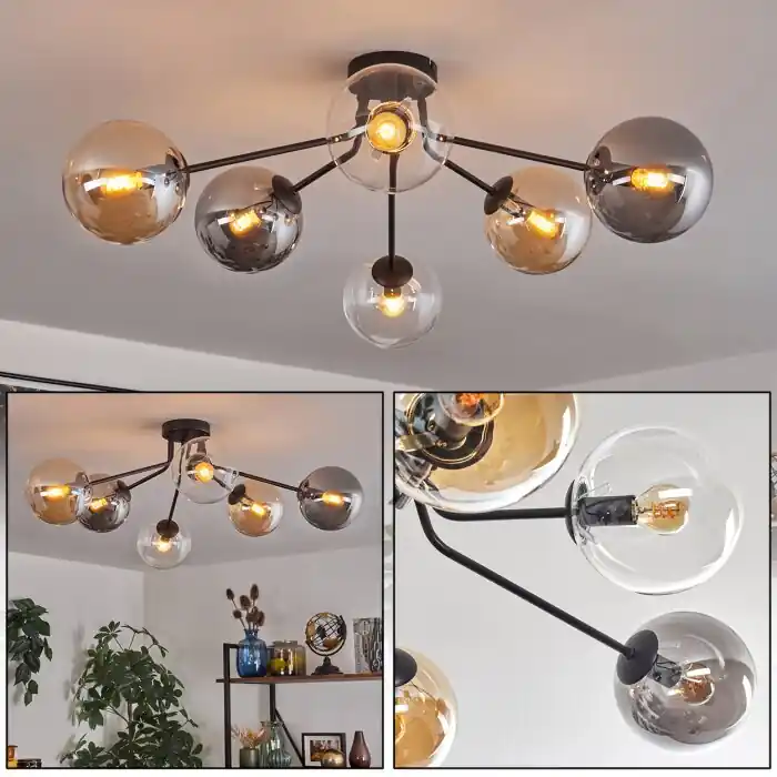 Gastor Plafondlamp 74 cm Amber, Duidelijk, Rookkleurig, 6-lichts Must-Have