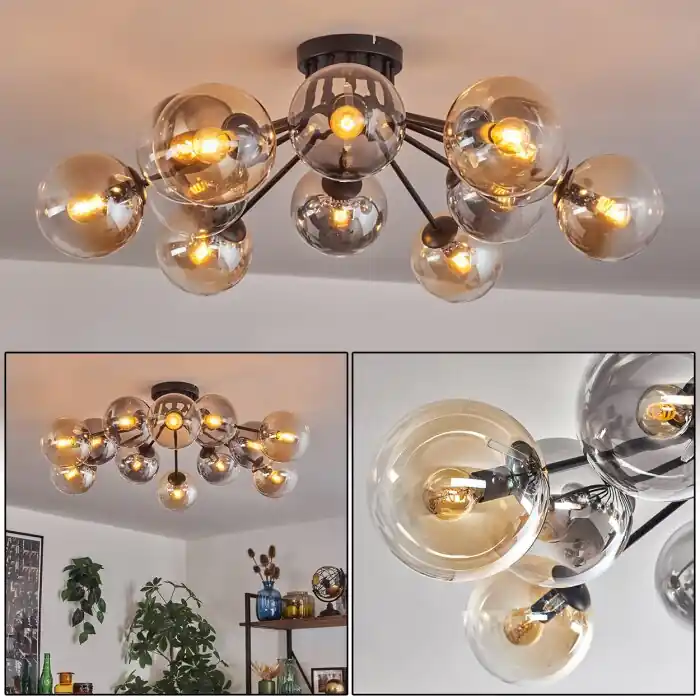 Rechtstreeks Van De Fabrikant Gastor Plafondlamp 91 cm Amber, Duidelijk, Rookkleurig, 12-lichts