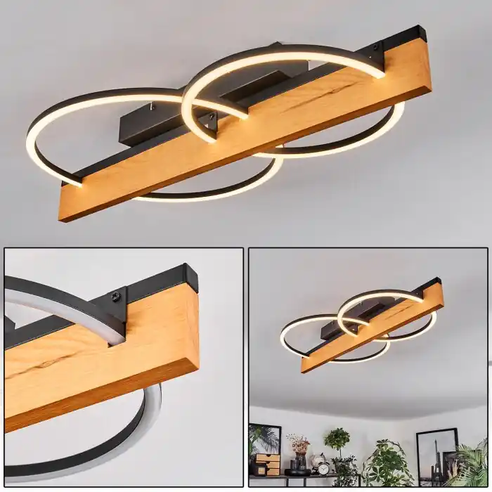 Superprijs Pompu Plafondlamp LED Natuurlijke kleuren, Zwart, 1-licht