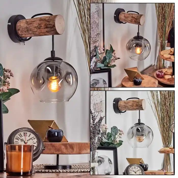 Rechtstreeks Van De Fabrikant Ripoll Wandlamp Natuurlijke kleuren, Zwart, 1-licht