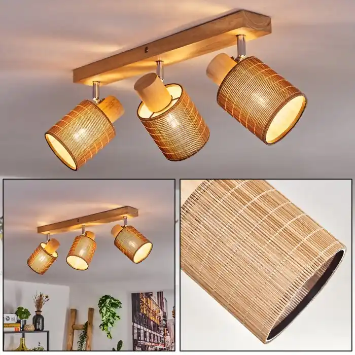 Premium Kinnared Plafondlamp, Plafondspot Chroom, Natuurlijke kleuren, 3-lichts