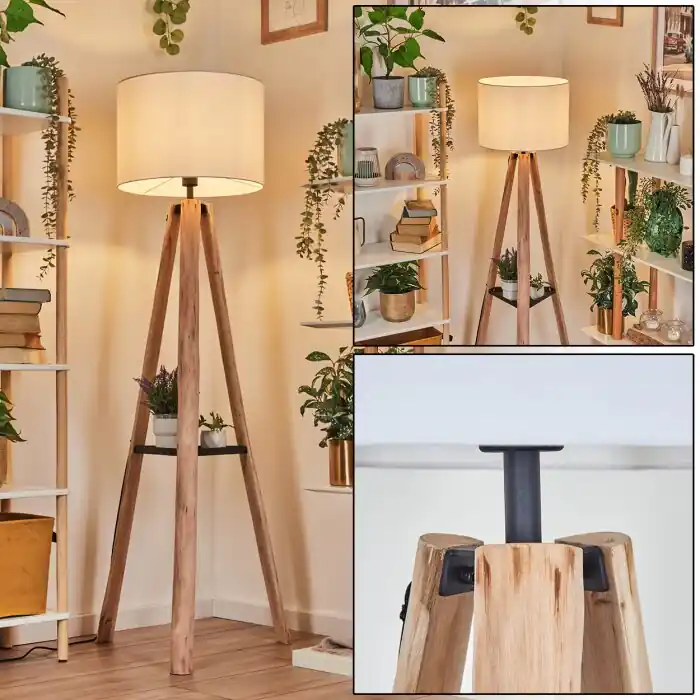 Sabadim Staande lamp Natuurlijke kleuren, Zwart, 1-licht Direct Verzonden