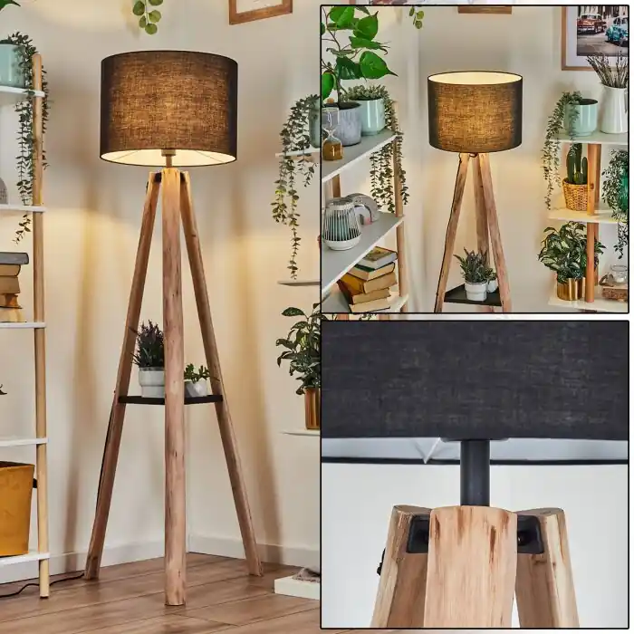 Direct Verzonden Bassagoda Staande lamp Natuurlijke kleuren, Zwart, 1-licht