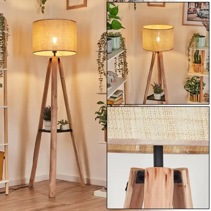Sabadim Staande lamp Natuurlijke kleuren, Zwart, 1-licht Nieuw