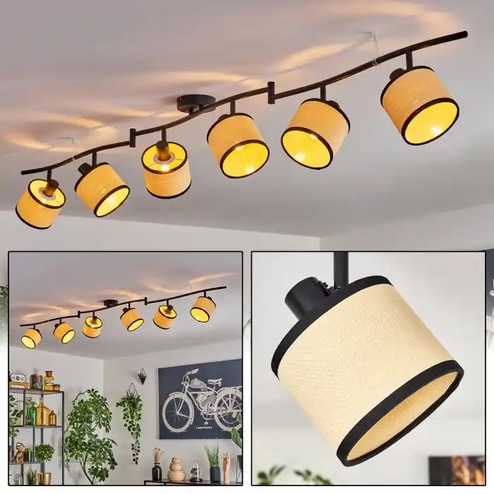 Direct Beschikbaar Chellas Plafondlamp Zwart, 6-lichts