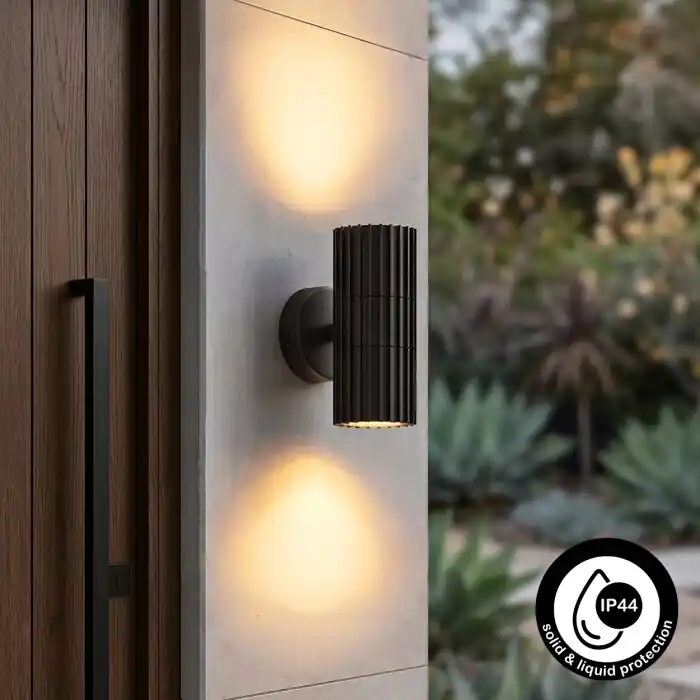 Cidral Wandlamp voor buiten, Licht omhoog & omlaag Zwart, 2-lichts Betrouwbaar