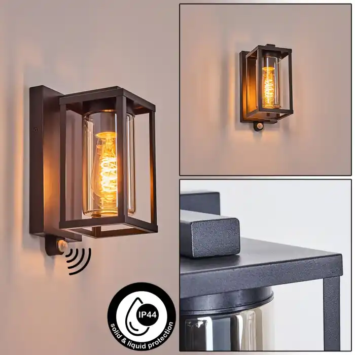 Voordeelprijs Portalis Wandlamp voor buiten Zwart, 1-licht, Bewegingsmelder