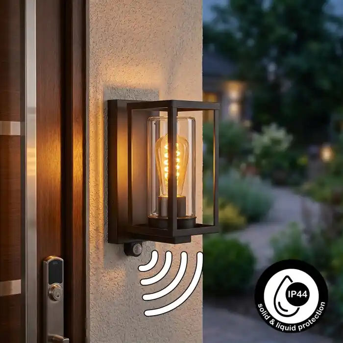 Portalis Wandlamp voor buiten Zwart, 1-licht, Bewegingsmelder Dagaanbieding